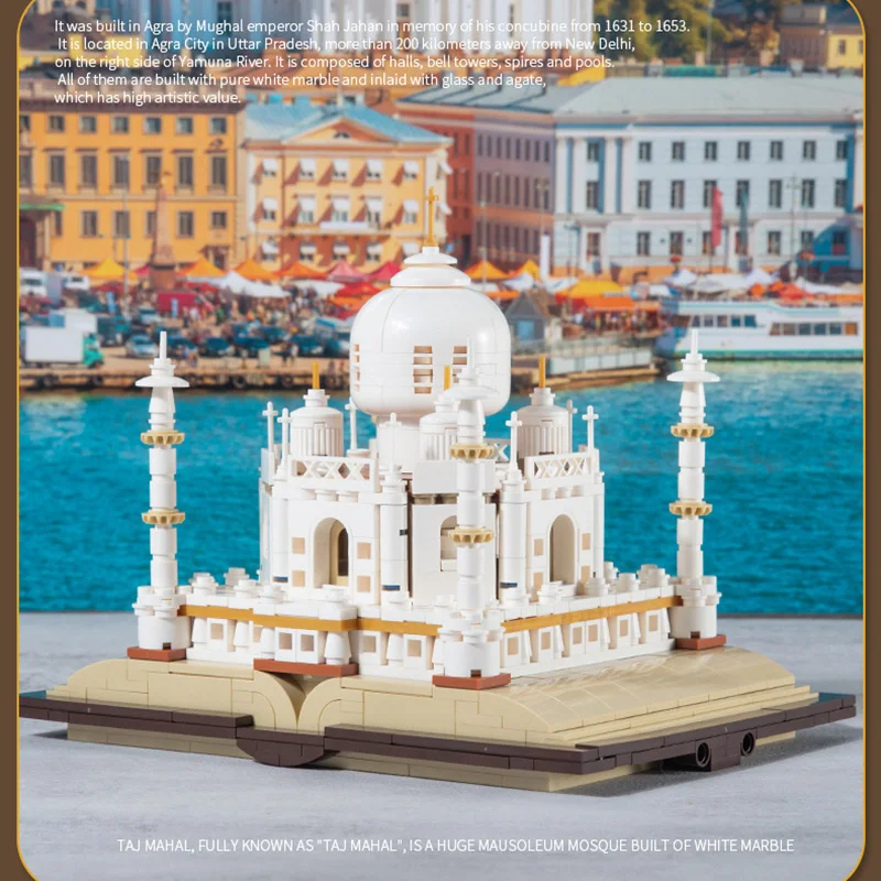 Mj 13012 Taj Mahal Magic Book Diy Speelgoed Bouwstenen Beroemde Architectuur Serie Cadeau Voor Jongens 768Pcs