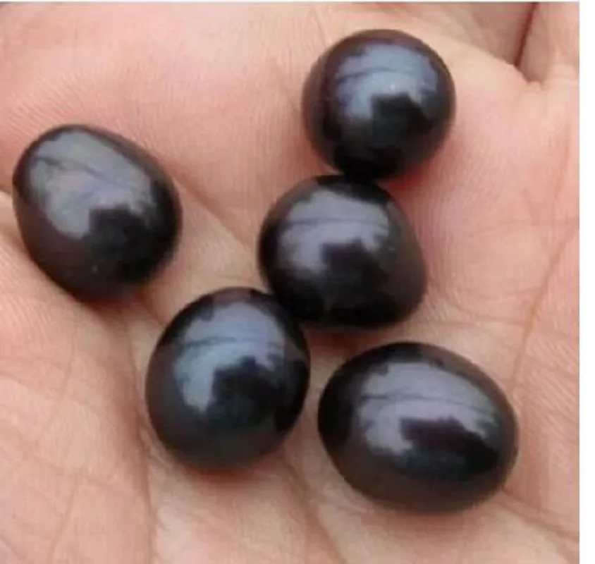 5pcs TAHITIAN BLACK LOOSE PEARL GENUINE 10x13mm PERFECT HALF DRILLED