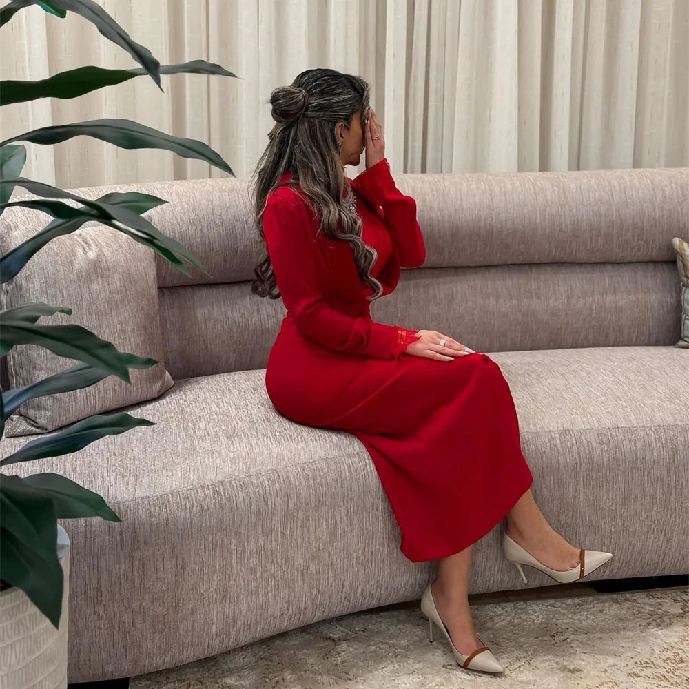 ROYET Abito da sera lungo da sera classico a sirena con collo alto e maniche lunghe per donna, abito da ballo con bottoni alla caviglia, personalizzato nuovo