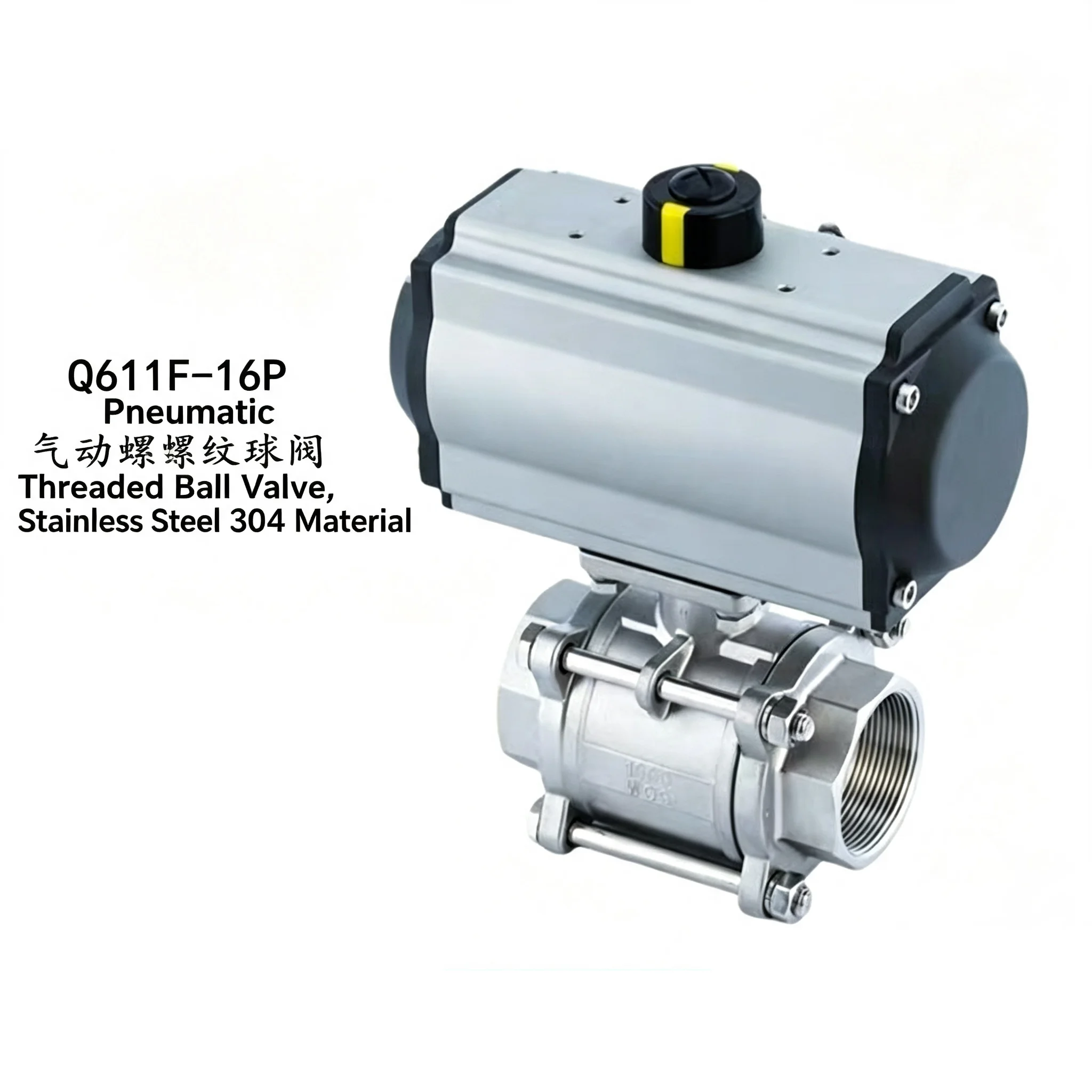 Pneumatic Threaded Ball Valve Q611F-16P Stainless Steel 3-Piece Internal Thread High Pressure High Temperature Steam