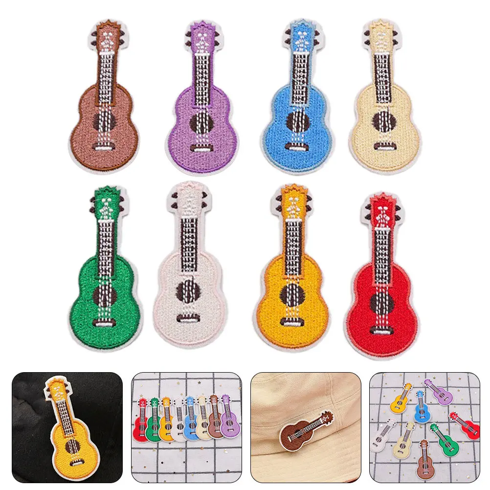 

8Pcs Clothing Patches Decor Set Guitar Appliques for Jeans Jackets Hats Bags DIY Sewing Supplies Home Tailor Shop Use