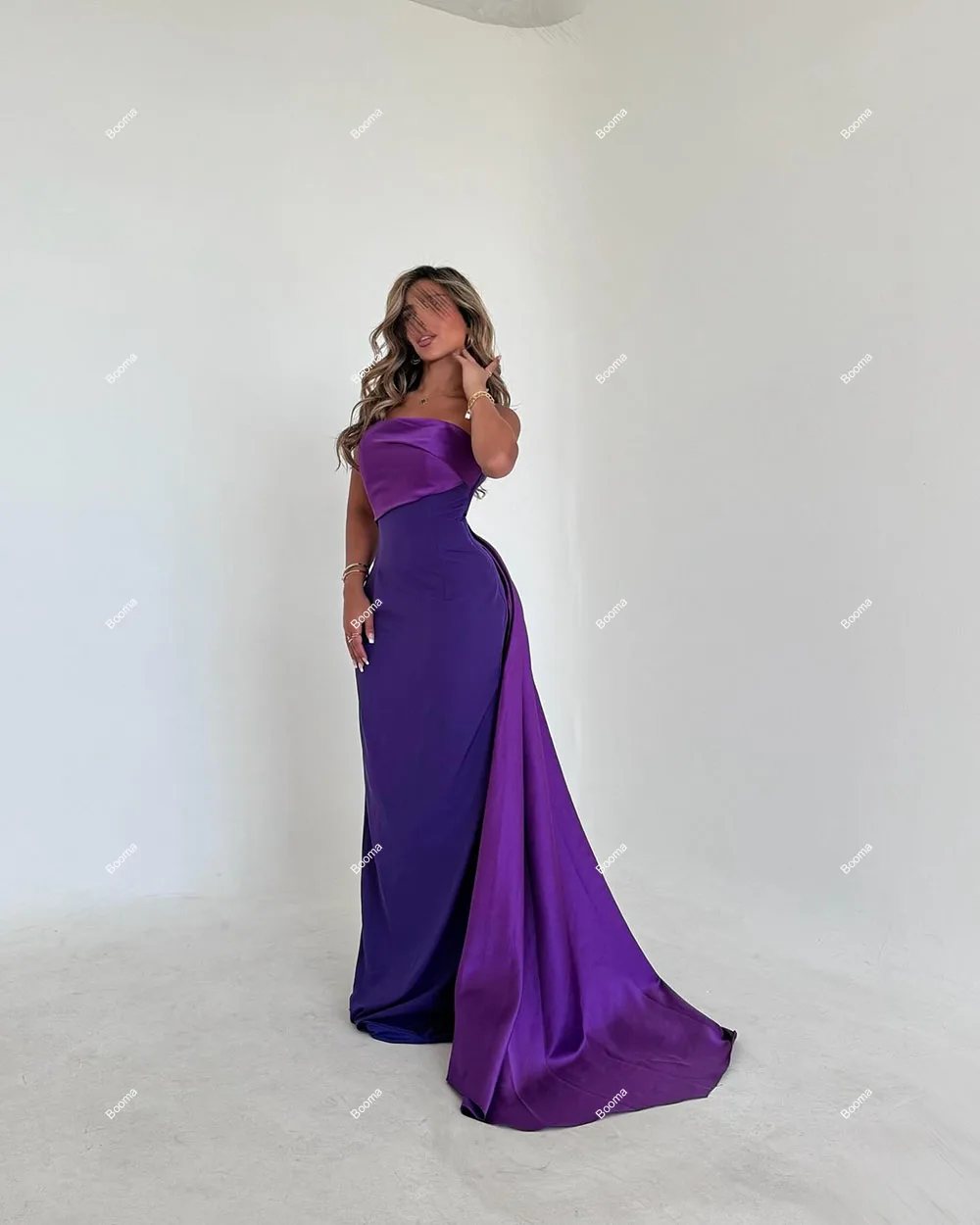 Booma Simple Strapless Mermaid Evening Dresses Sleeveless Draped Long Formal Occasion Dress for Women Party Prom Dress Dubai