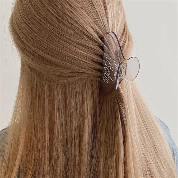 Transparent Acetate Crystal Letter Acrylic Large Hair Claw Clip For Women Hairpins Barrette Hair Accessories For Thick Hair