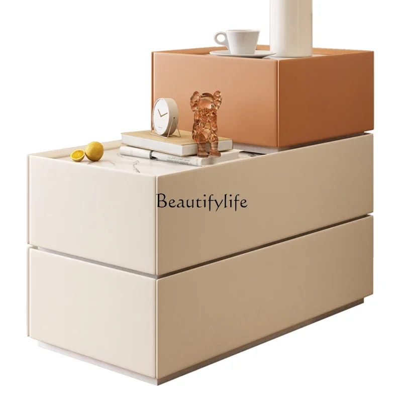 

Modern simple sofa side few light luxury rock slab coffee table living room side cabinet