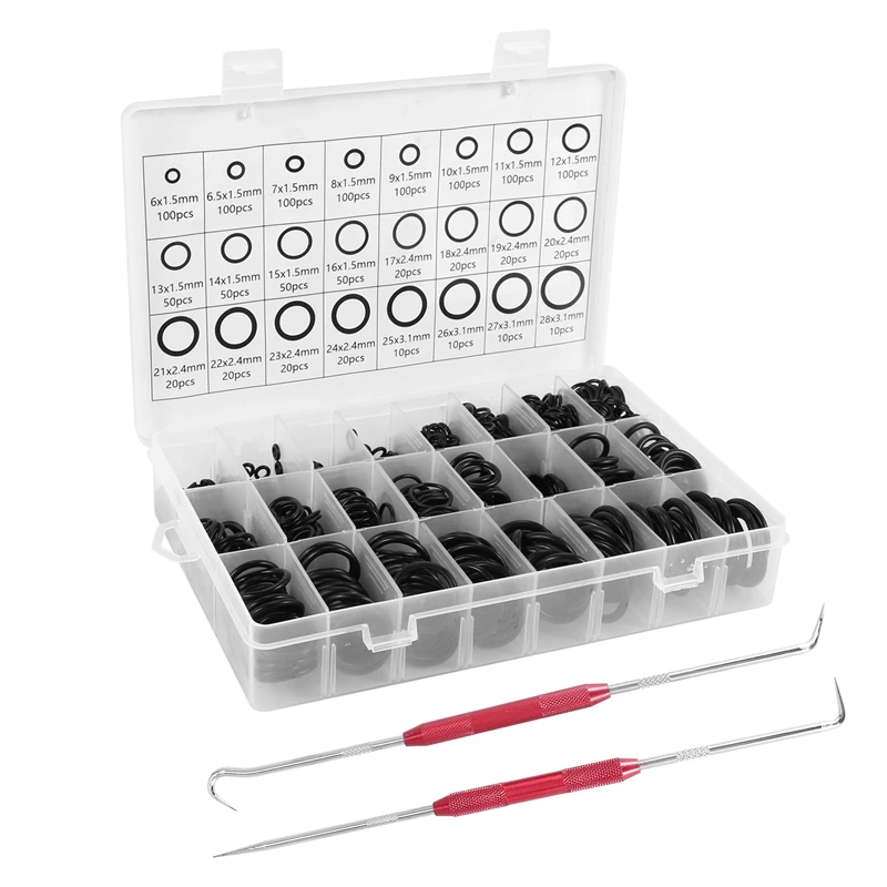 Nitrile Rubber O Ring Set With Hook Tools NBR Seal Rings Gasket Oring Oil-Resistant Sealing O-Ring Kit