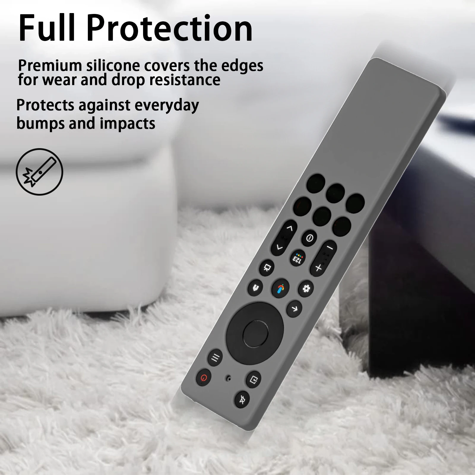 Silicone Remote Control Cover Case with Lanyard Anti Slip Television Remote Cover All Inclusive for TCL RC813A/RC923A Remote