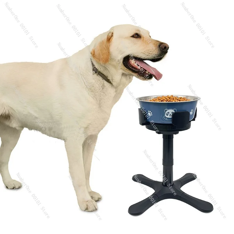 Pet Dog Bowl Stand, Adjustable Height, Anti-Tipping, High-Footed Inclined Bowl for Medium to Large Dogs
