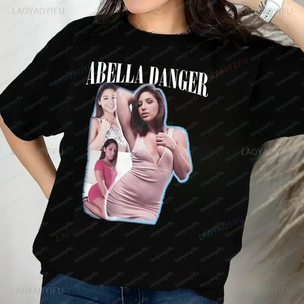 Stylish Abella Danger Sexy Printed T-shirt Top Abella Danger Neutral Trend Short Sleeve Unisex Shirt Graphic Oversized T-shirt