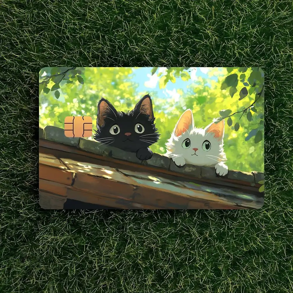 Cute Black Cat Card Stickers Sticker Skin Film Cover For Small Chip Credit Debit Card Bus Card HT12