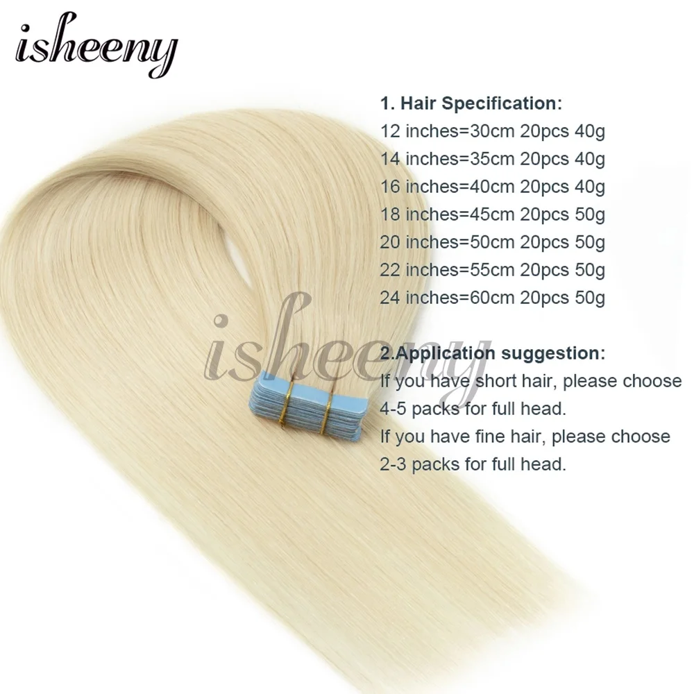 Tape In Human Hair Extensions Natural Straight 100% Human Hair Machine Remy 12\