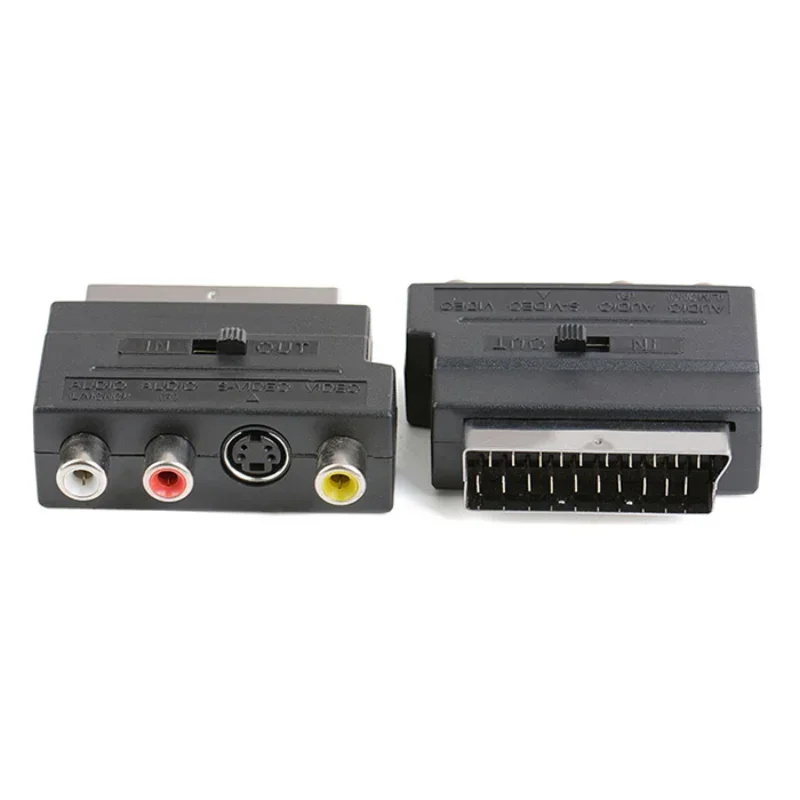 RGB SCART ไปยังคอมโพสิต3RCA S-Video ทีวี AV อะแดปเตอร์เสียงหรือเครื่องบันทึกวิดีโอดีวีดีโทรทัศน์ทีวีโปรเจ็กเตอร์