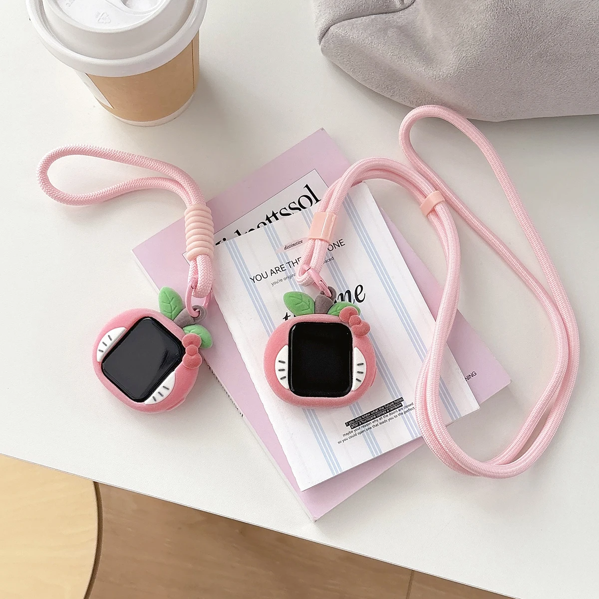 For Apple Watch S11 S10 S9 S8 SE Ultra 40 42 44 45 46 49 MM Watch Case Plucked peach Gift Fashion Lanyard Silicone Protective - view 2