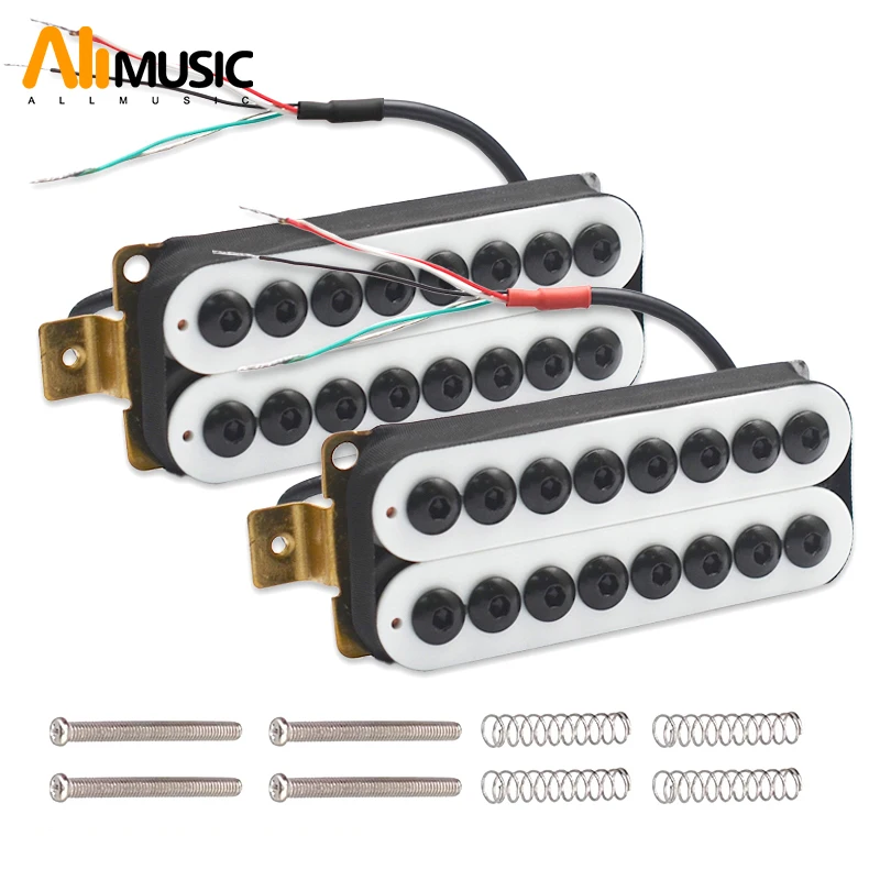 8 String Dual Coil Electric Guitar Humbucker Big Hex Adjustable Screw Coil Spliting Pickup N10K/B15K Output Guitar Parts White