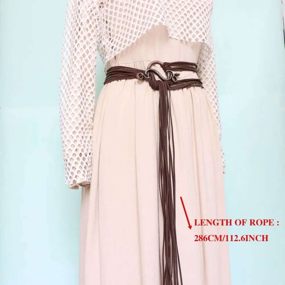 جلد البولي يوريثان، شرابة معدنية طويلة حبل حزام الخصر نمط القرون الوسطى الديكور حبل حلقة معقود حزام فايكنغ سلسلة كروسبودي يوميا #6