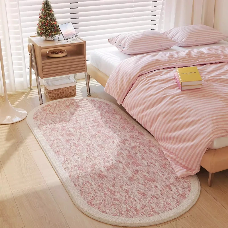 

Ковер в девичьем стиле для гостиной, розовый, для декора спальни, пушистый, мягкий, прикроватный, неправильной формы, утолщенный плюшевый напольный коврик для дома