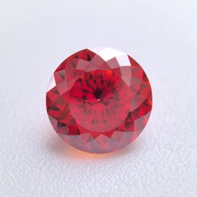 

Moissanite Stone Round Shape Garnet Color 100 Faceted Cut Lab Grown Gemstone for Charms Women Jewelry with GRA Certificate