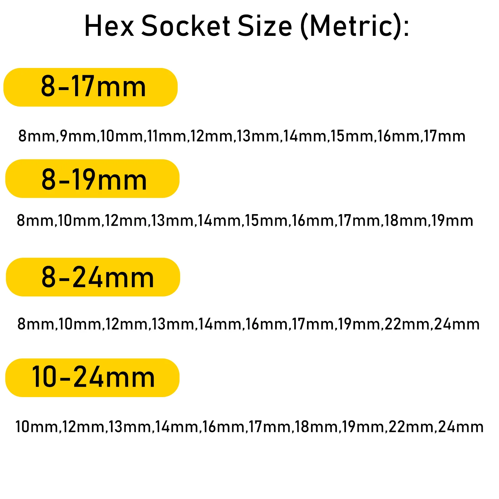 1/2inch pohon 6-point rázový nástrčkový sada 10-piece metrika velikostech 8-24m/10-24mm uhlík ocel rázový nástrčkový sada s natvrdo úložný skříňka