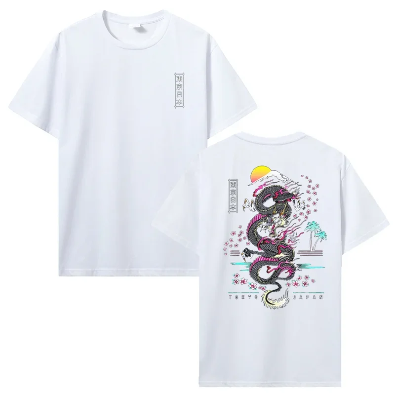 heavyweight New agon Cotton Japanese Back Print Anime Men Culture Cherry Blossoms Gang Tshirt Streetwear Hip Hop Tops Tees