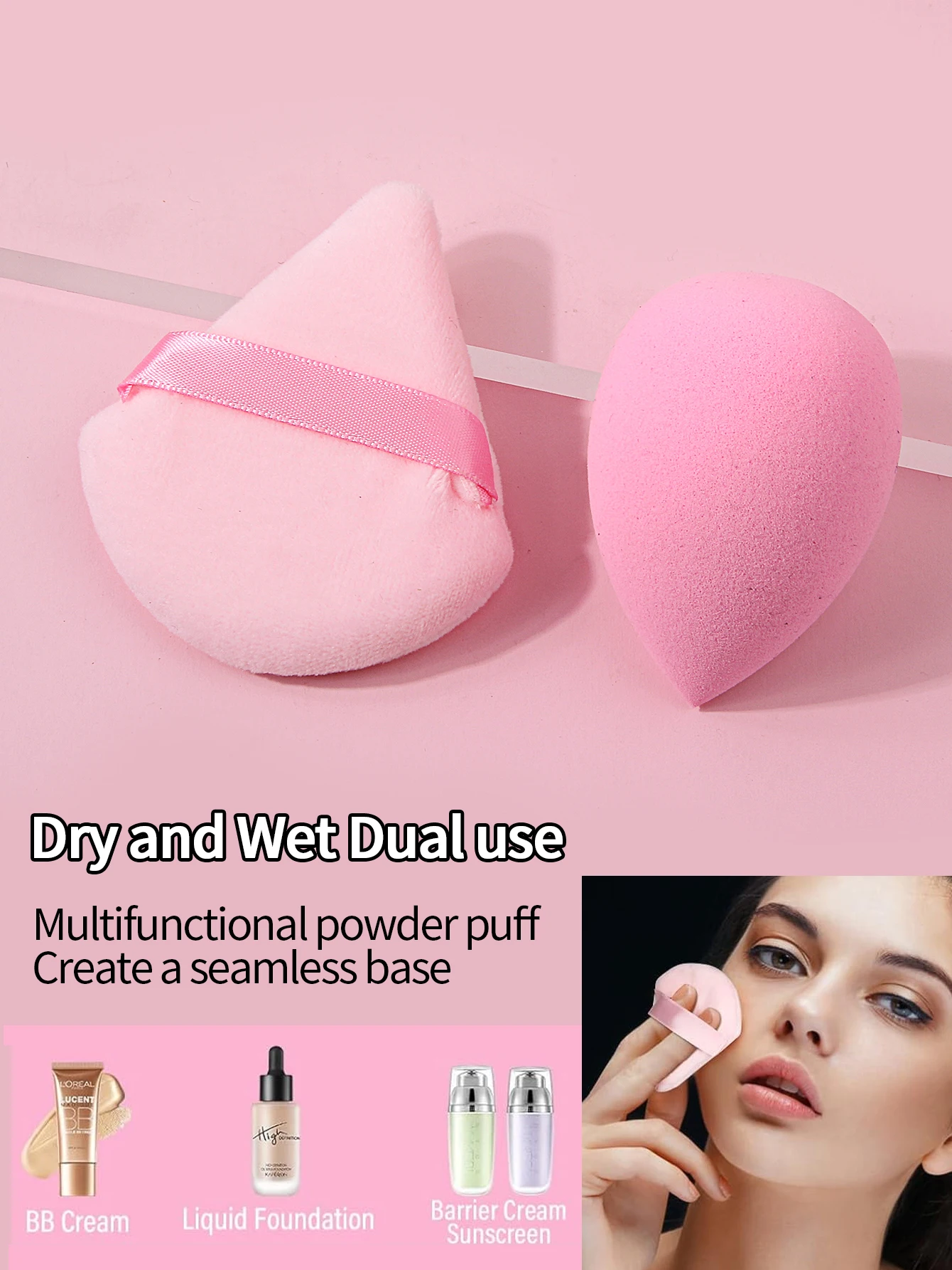 7個入りミニポータブルパウダーブラシ、チークブラシ、アイシャドウブラシ、メイクブラシセット＆ソフトメイクスポンジパフ