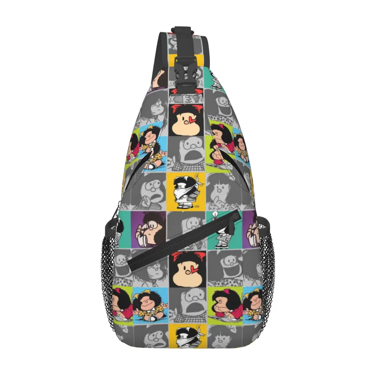

Custom Cute Mafalda Wallpaper Shoulder Backpack Women Men Casual Shoulder Chest Bags for For Traveling Hiking Sling Bag