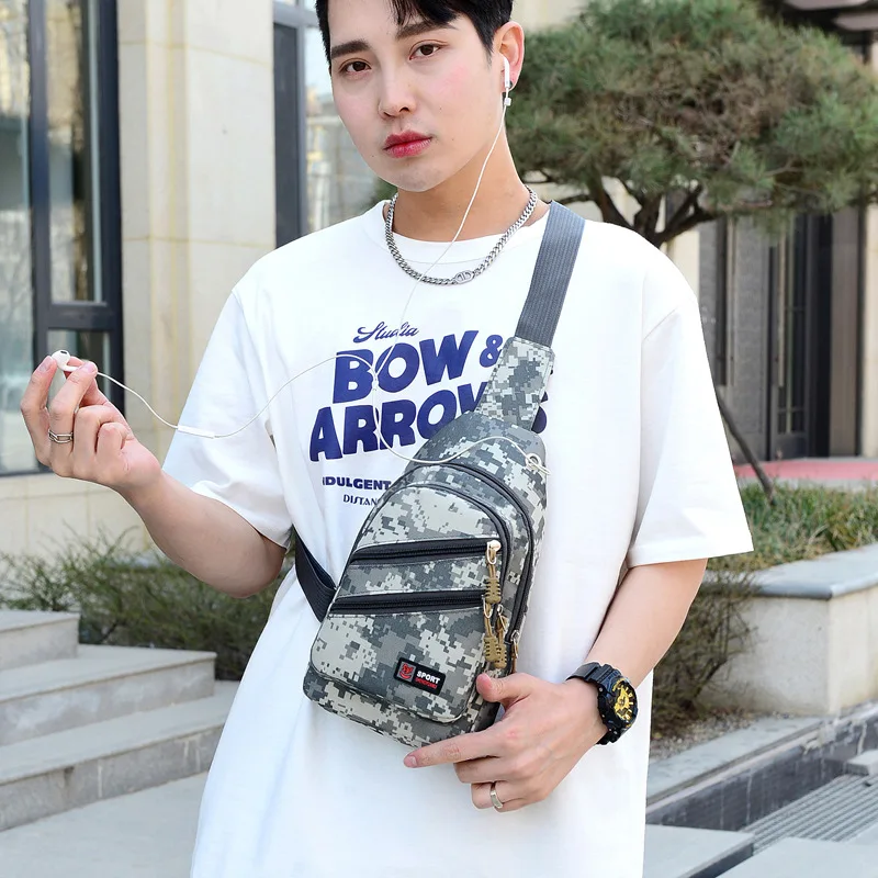 Men's Chest Bag Camouflage Backpack Crossbody Bag Multifunctional New Trendy Casual Sports Chest Shoulder Bag