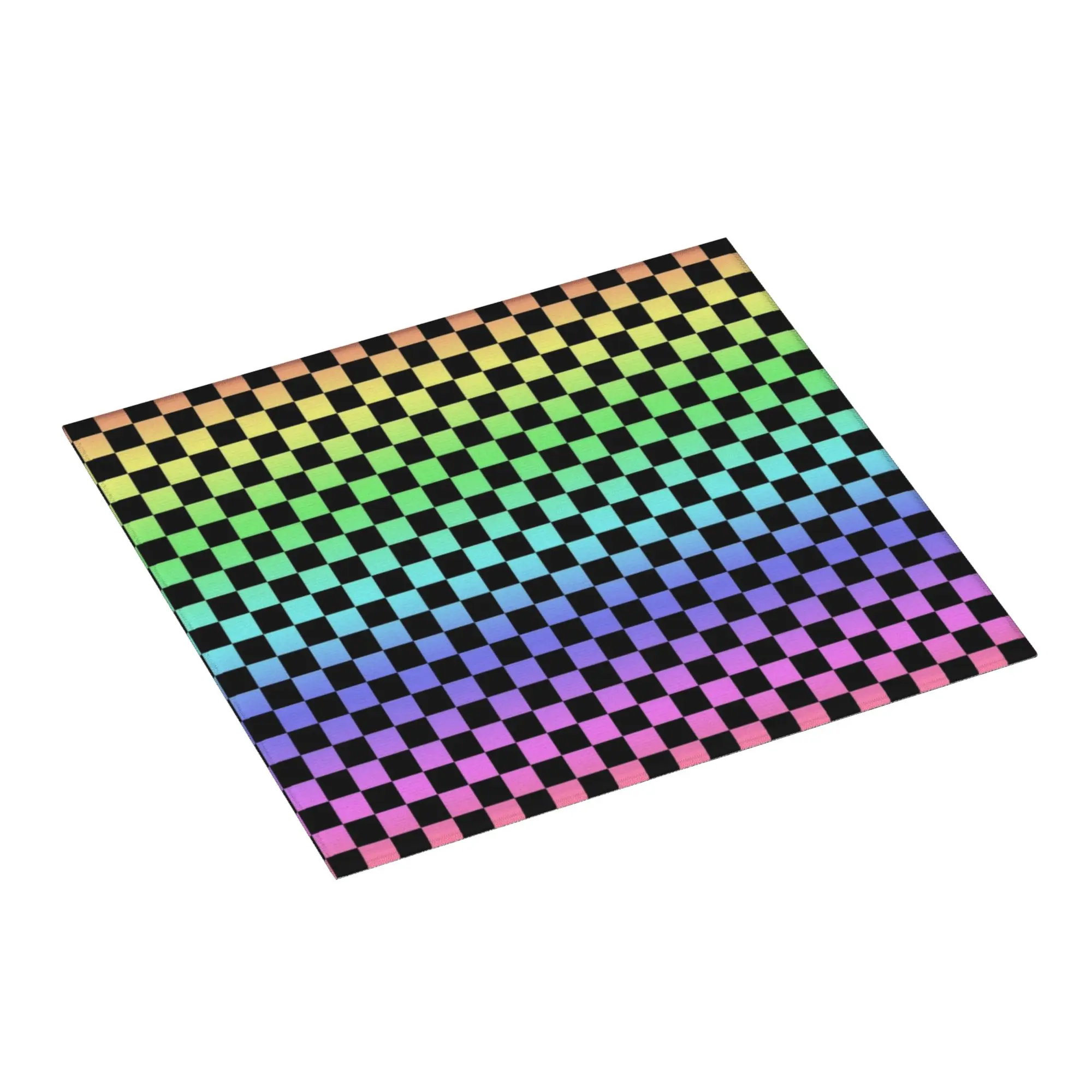 Rainbow Checkers Checkerboard Non‑Slip Waterproof Absorbent Barware Tableware Oil Proof Reusable Bathroom Drying Mat For Kitchen