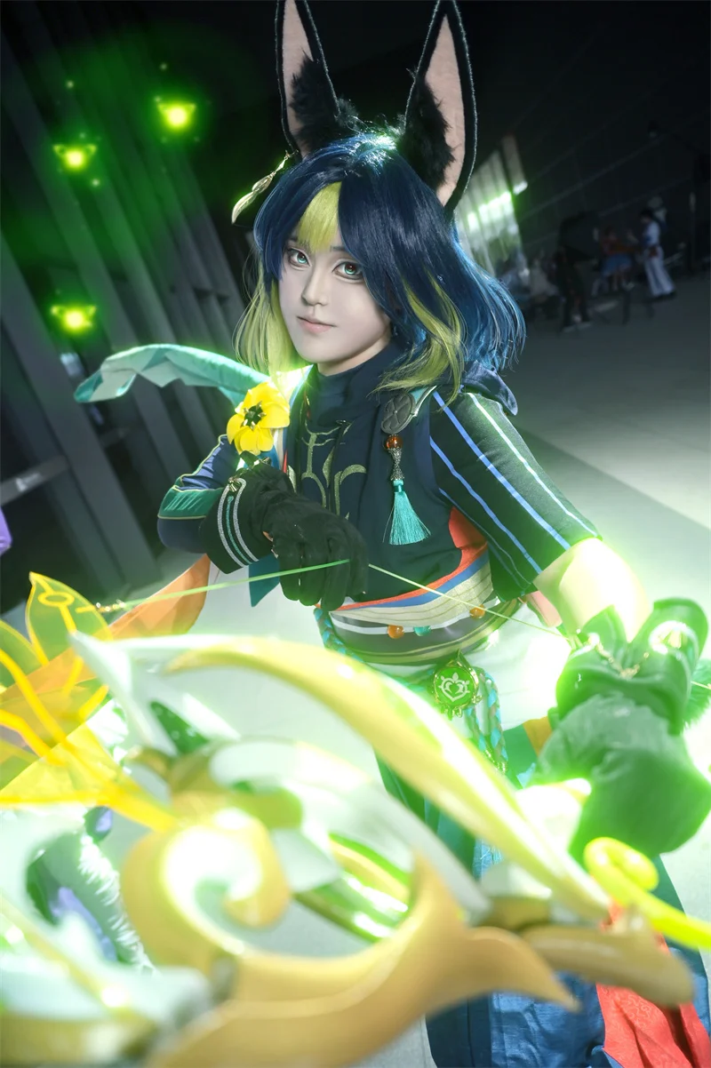 GENSHIIN IMPACT Tighnari Cosplay Arco Prop Accessorio Anime Percorso del cacciatore Arco da costruzione 110 cm Prop Regalo di Halloween