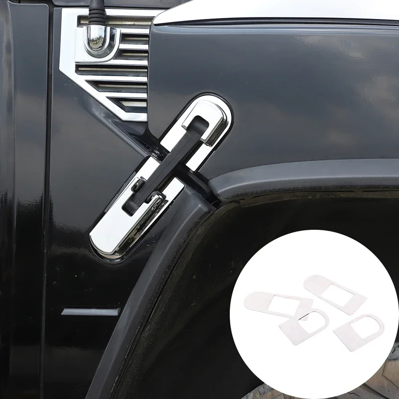 For Hummer H2 2003-2009 Stainless Steel Bright Silver Hood Latch Bottom Plate Frame Cover Decorative Sticker Car Accessories