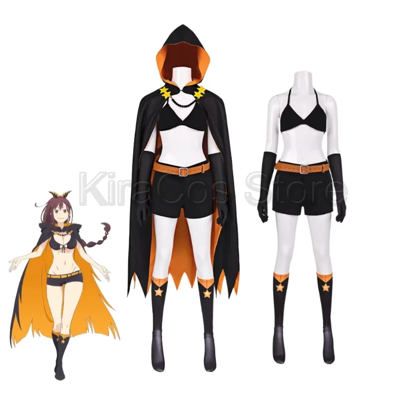 Chayula Cosplay Re Zero Starting Life in Another World – uniforme de cosplay noir, costume trois pièces, cape, haut et pantalon pour femme