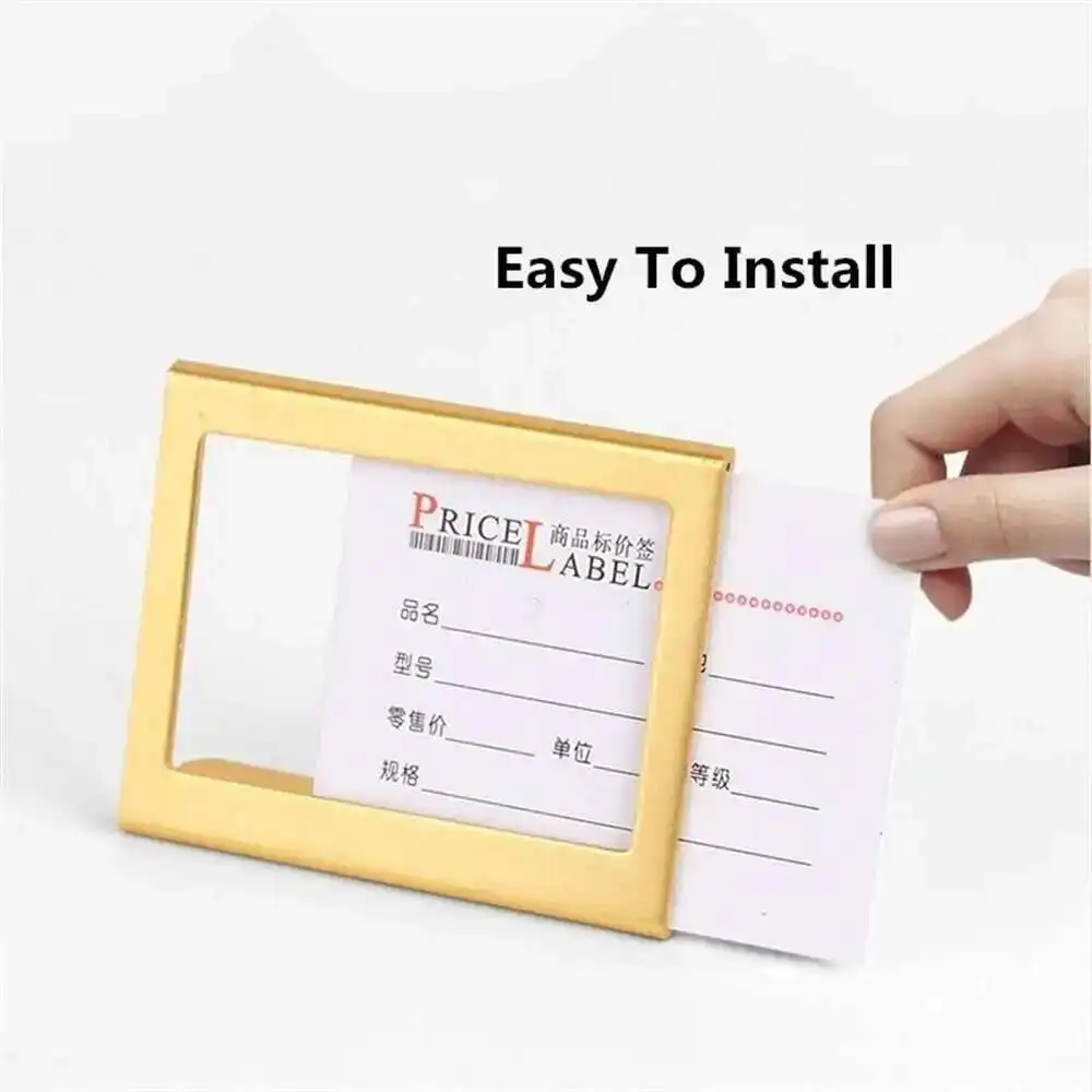 65*49mm Small Aluminum L Shape Mini Sign Holder Display Stand Price Card Tag Label Holder Stand Display