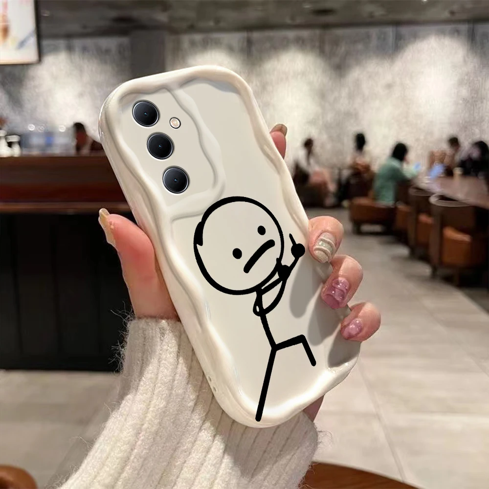 Funny Matchstick Men 3D Wave Phone Case For OPPO Reno 11 F 8 T 7 Z 6 5 4 Pro F23 F11 F9 4G 5G Soft Silicone Back Cover