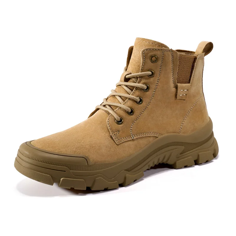 

Outdoor Mountaineering Work Boots for Men: 2025 New Big Yellow Boots, High-Top Height-Increasing British Style Durable Work Shoe
