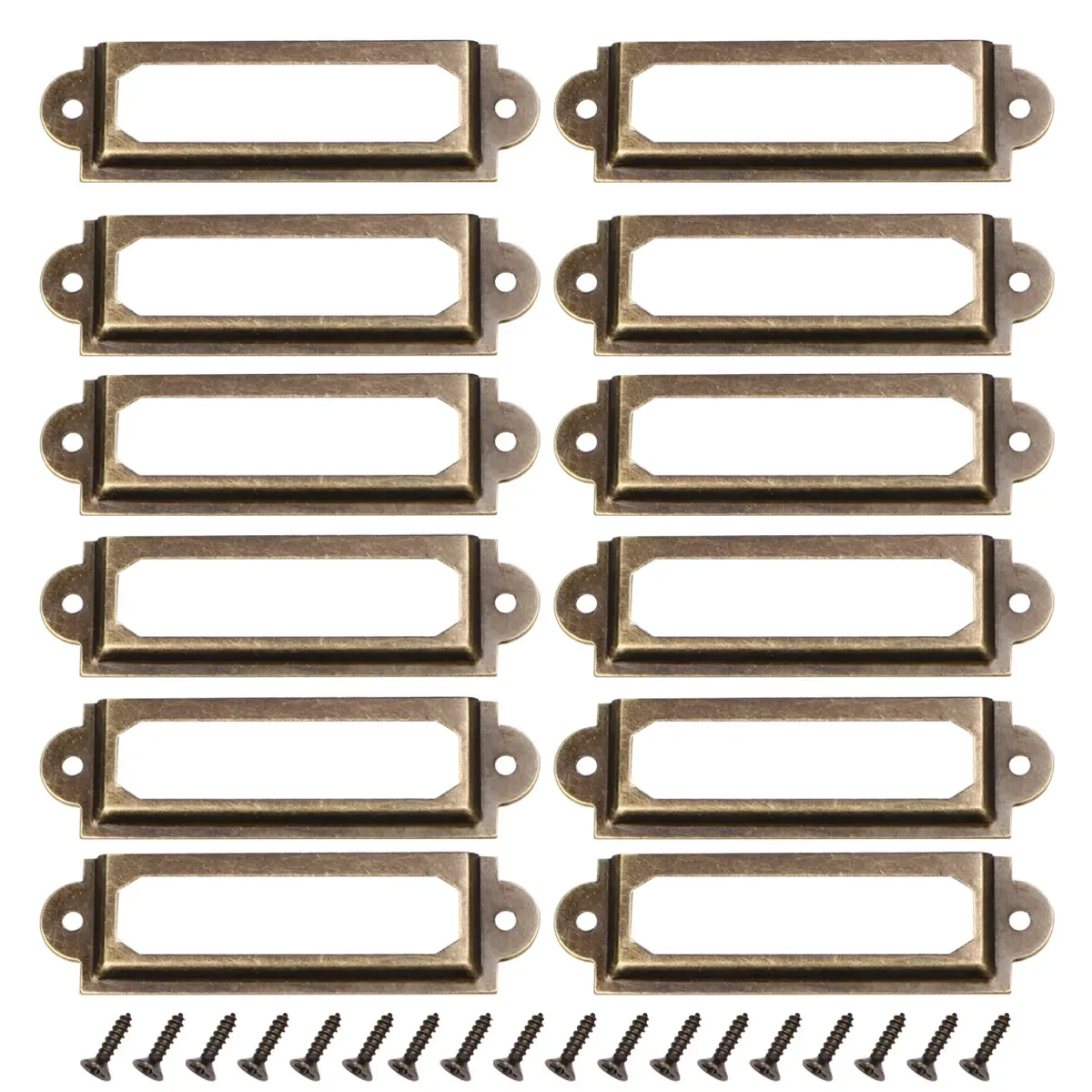 yes25Pcs Vintage Holder Tag Pull Frame for Jewelry Box Gift Cabinet Cupboard File Case Drawer Library Shelf Locker Door