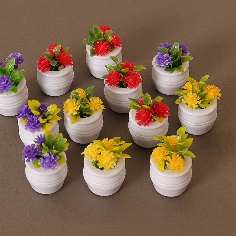 Miniature Potted Plants 5 Colorful Combinations Artificial Green Leaves and Flowers Miniature Statue Decorations Christmas Gifts