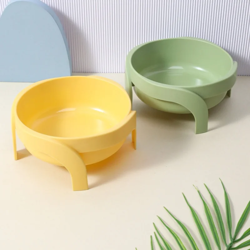 Raised Tall Plastic Cat Bowl Anti-knock Neck Protection Pet Bowl Morandi Dog Bowl Cat Pet Supplies Large Capacity Dog Feeder