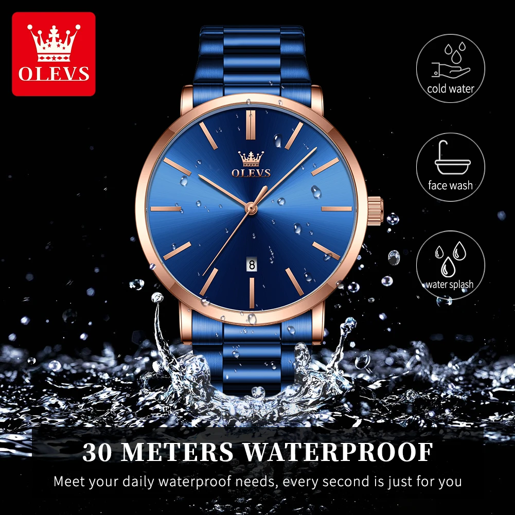 

OLEVS Эксклюзивные классические мужские часы TY701, твердый ремешок из нержавеющей стали, водонепроницаемые мужские часы с автоматической датой