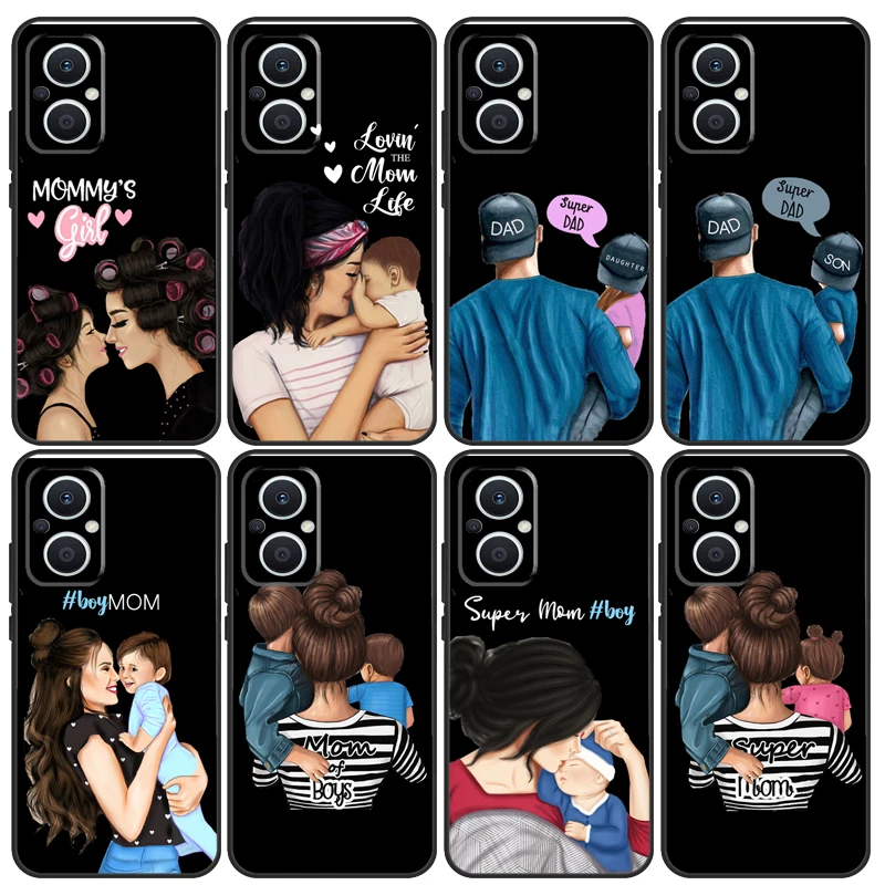 Super Dad Mom Baby Girl Twin Case For OPPO Find X5 X6 Pro X2 Lite X3 Neo OPPO Reno 8T 10 5Z 2Z 4Z 4 5 6 7 8 Lite Coque