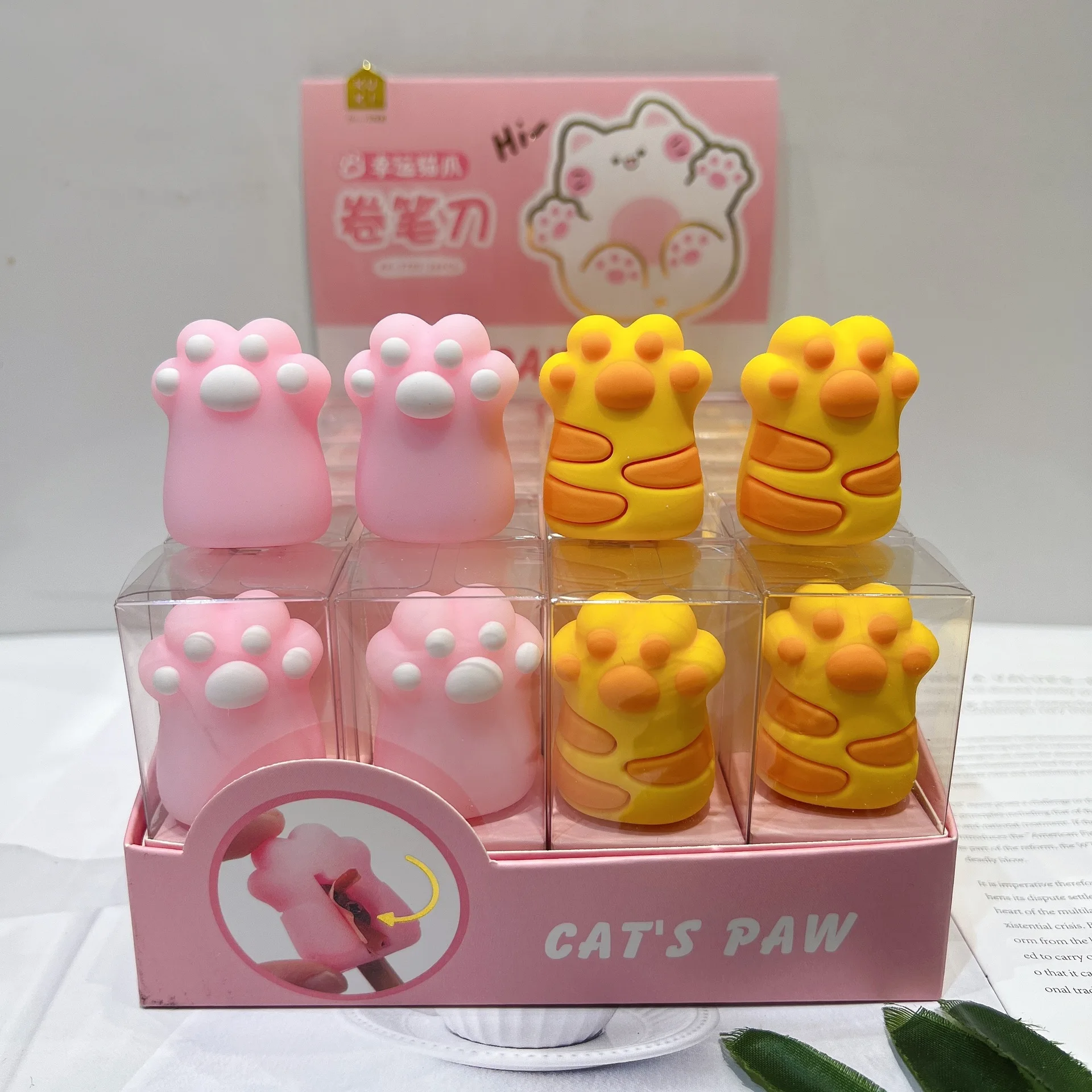 Kawaii Lucky Cat Paw Soft Silicone Pencil Sharpeners School Office Supplies Gift Stationery Kids Reward Prizes Cute Deco Journal