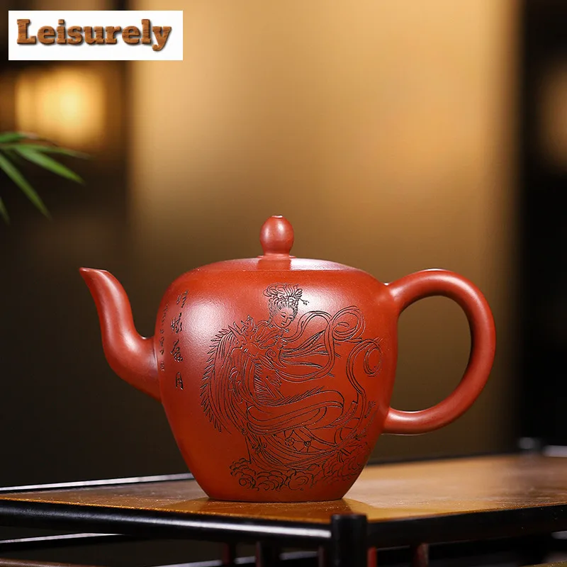 250ml Yixing Purple Clay Teapot Handmade Beauty Shoulder Pot Raw Ore Dahongpao Mud Tea Making Kettle With Strainer Zisha Tea Set