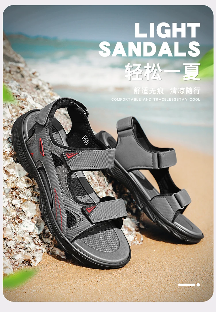 Herren-Sportsandalen, Outdoor, Wandern, wasserdicht, Strandsport, Herren-Sandalen, Sommer, offene Zehen, verstellbare Schnürsenkel – Detail 1