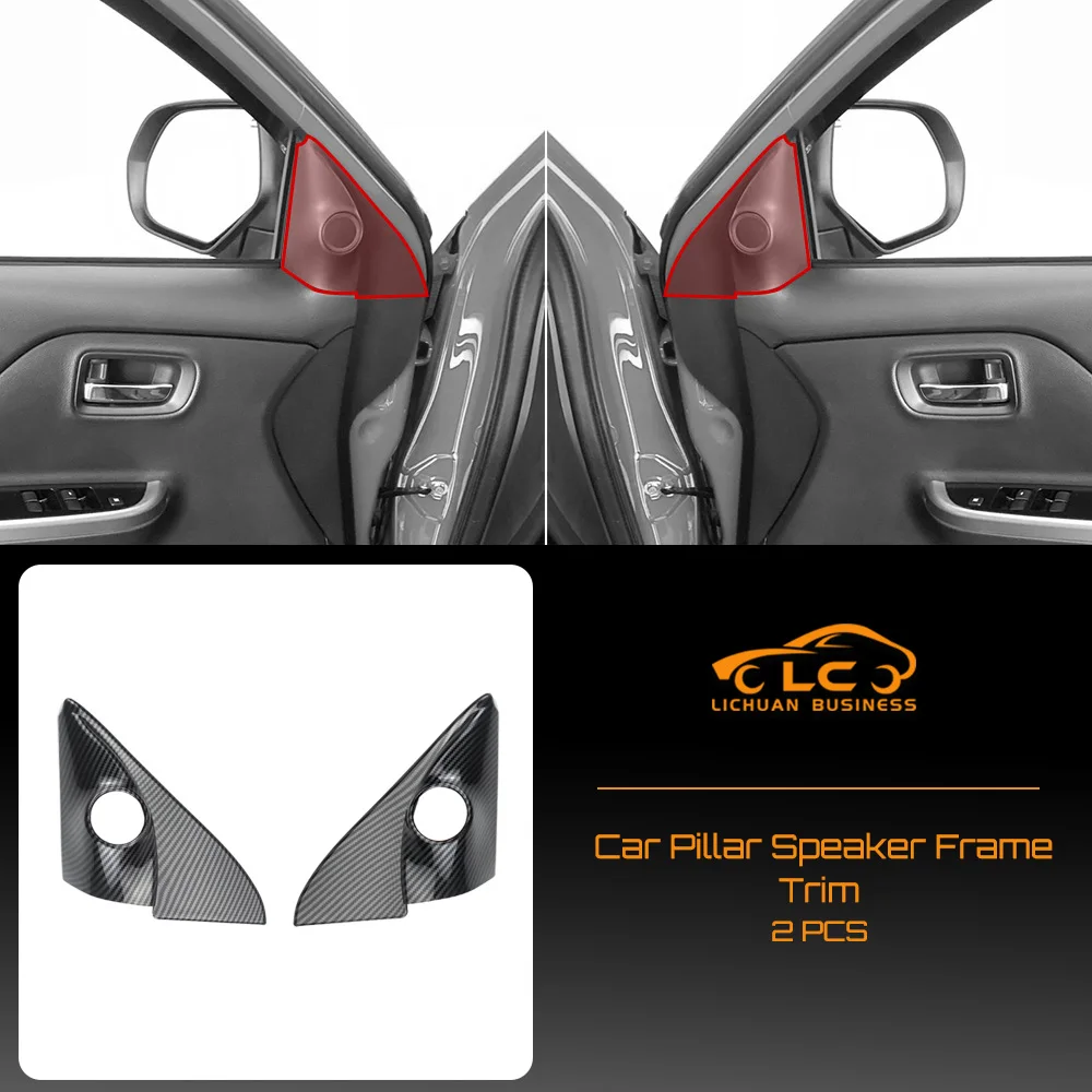 2pcs Pillar Tweeter Frame Cover ABS Carbon Fiber Color Interior Decorative for Mitsubishi Strada Triton L200 2016-2022