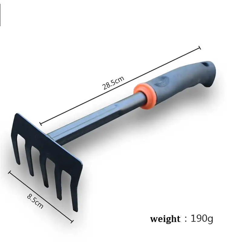 Imagem -04 - Ferramenta de Jardinagem de Punho de Borracha Preta Cinco Ancinho de Dente Conjunto de Quatro Peças pá de Flor Enxada de Dupla Finalidade