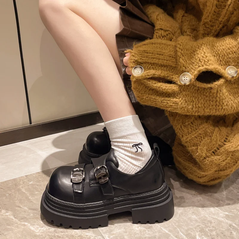 حذاء بدون كعب ذو نعل سميك لعام 2025 للنساء، على الطراز البريطاني القديم ماري جينس، حذاء مكتنز مريح بنعل ناعم، موضة ربيع الخريف #2