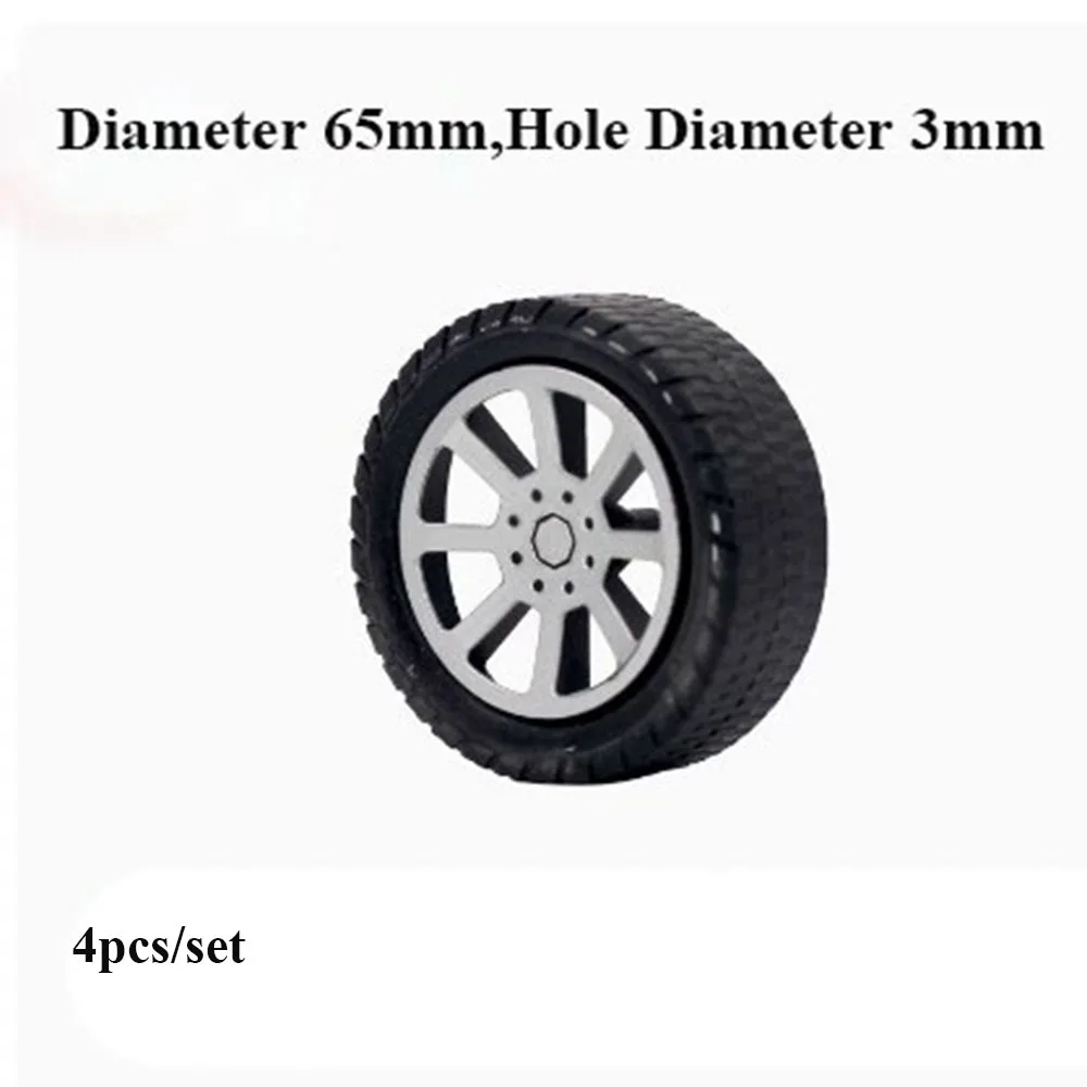 

New Diameter 30 Holes 2mm Four-wheel Toy Black DIY Toys Parts Plastic Wheel Accessories Mini Rubber Wheels Model