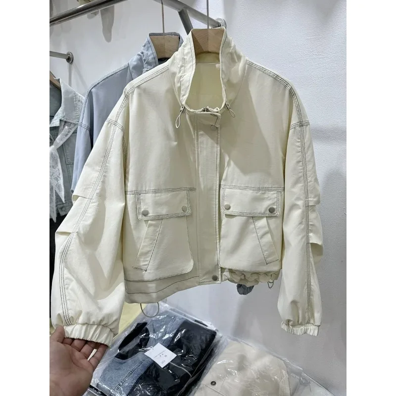 2025 الخريف نمط جديد الوقوف طوق موضة سترة العمل غير رسمية المرأة الكورية نمط فضفاض تنوعا سترة غير رسمية العصرية