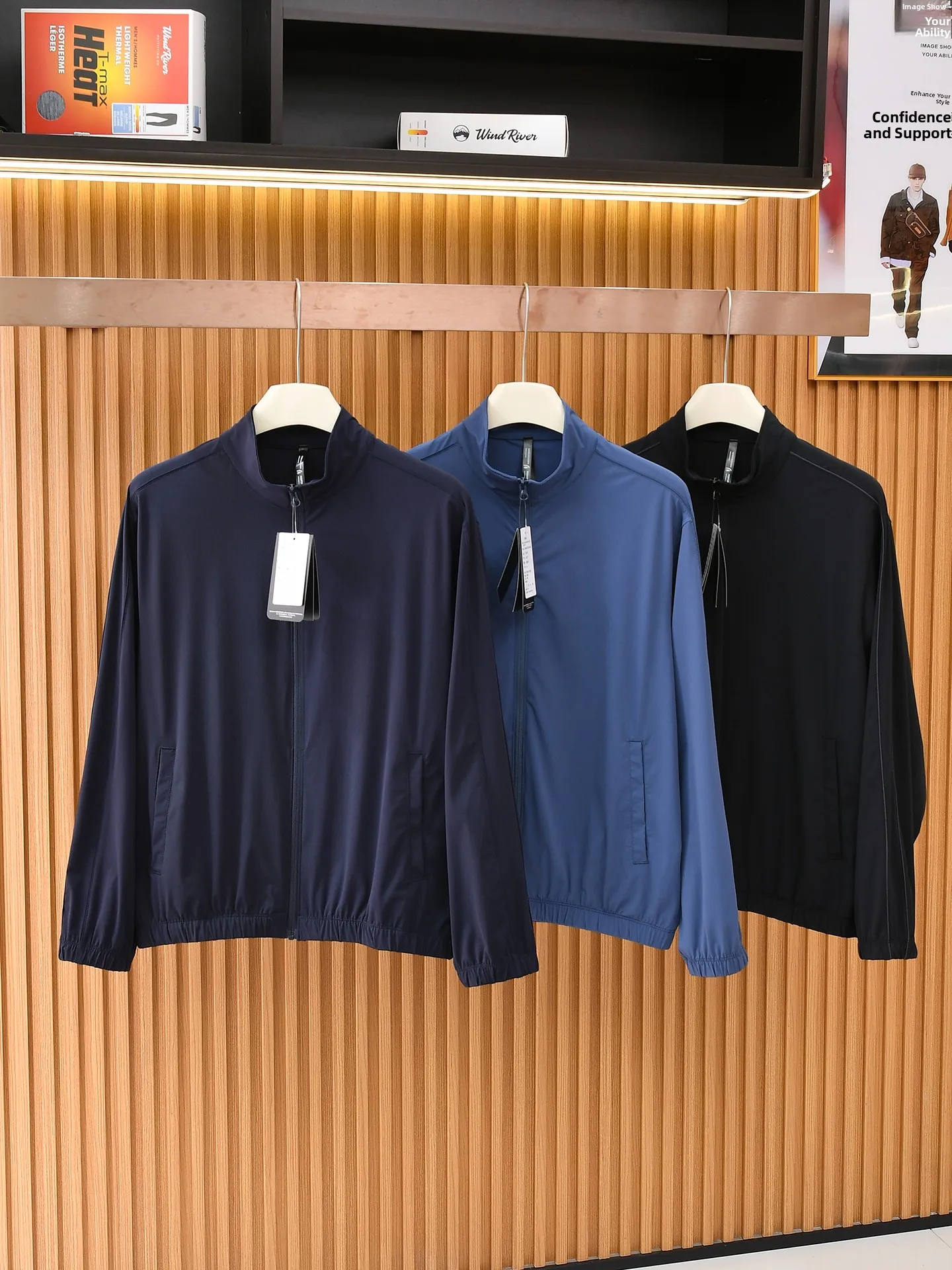 

Outdoor Lightweight Quick Dry Breathable UPF50 Spring Summer Men's Sport Casual Stand Collar Sun Protection Jacket Coat Trendy