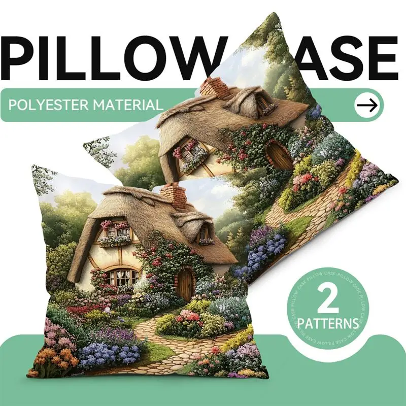 1pcs Vintage Countryside Garden Cottage Pillowcase Square Bedroom Cushion Covers Zipper Chair Covers Living Decor 45x45cm﻿ ﻿ ﻿