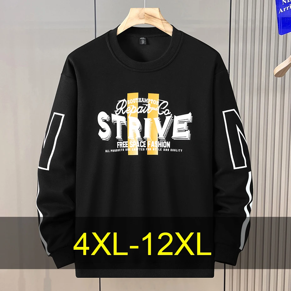 

Spring Autumn Sweatshirts Men 12XL Plus Size Sweatshirt Fashion Casual Print Pullover Big Size 12XL