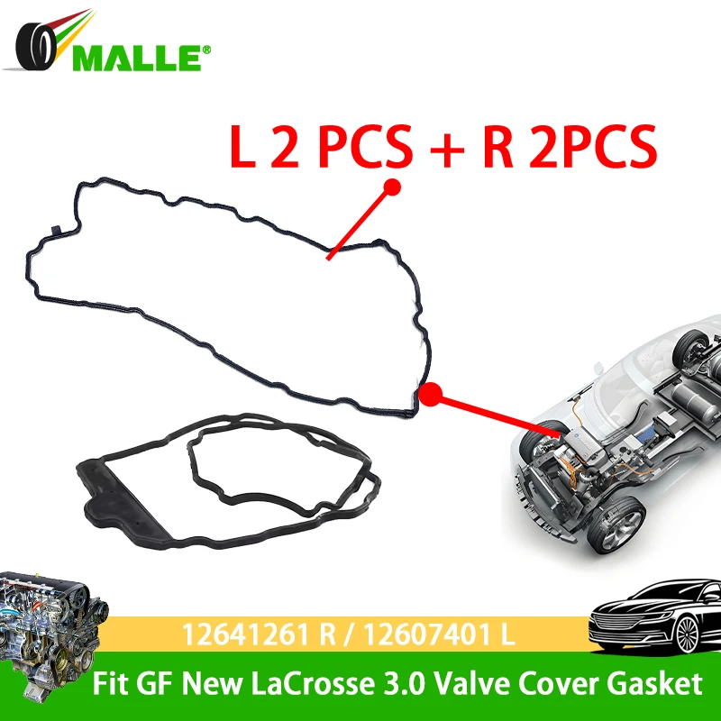 

Two Sets 4 PCS Valve Cover Gasket For Buick GF New LaCrosse 3.0 Chevrolet Impala Camaro Cadillac Engine Parts 12607401 12641261