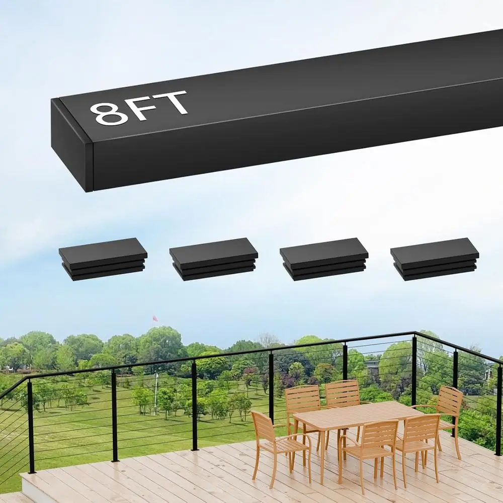 Stainless Steel Handrail for Deck Stair Cable Railing System, Cuttable Rectangular Rail, Indoor Outdoor Use